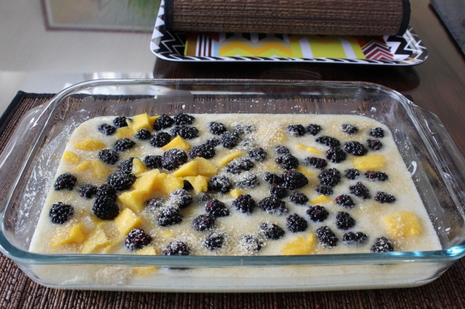 The blackberry-mango cobbler, right before it went into the oven.